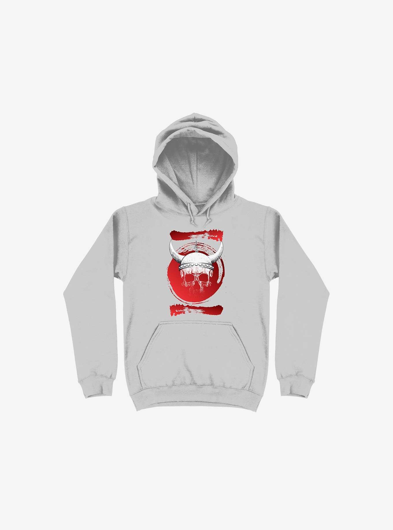 White Trippy Viking Helmet Smears Silver Hoodie