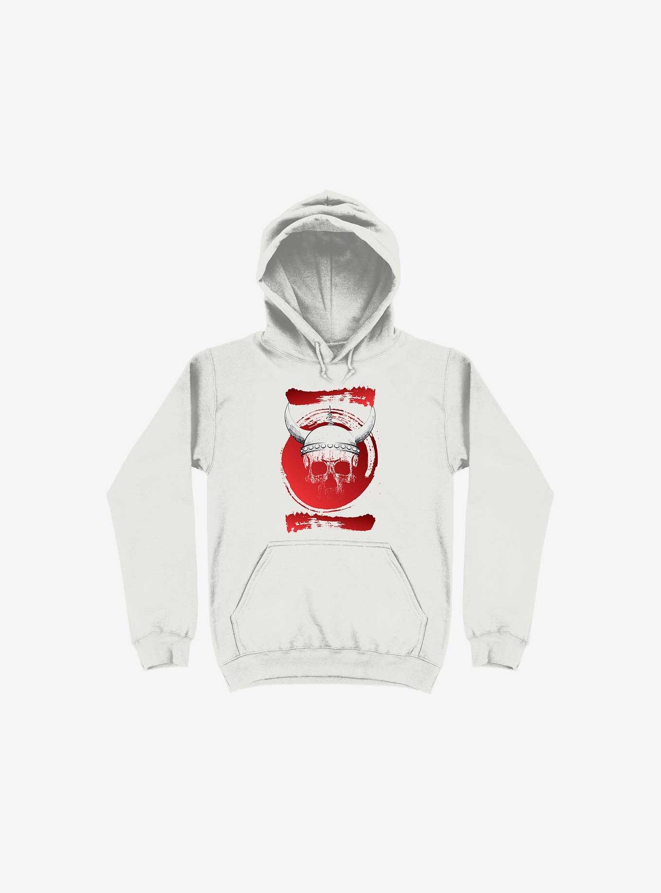 White Trippy Viking Helmet In Smears White Hoodie, WHITE, hi-res