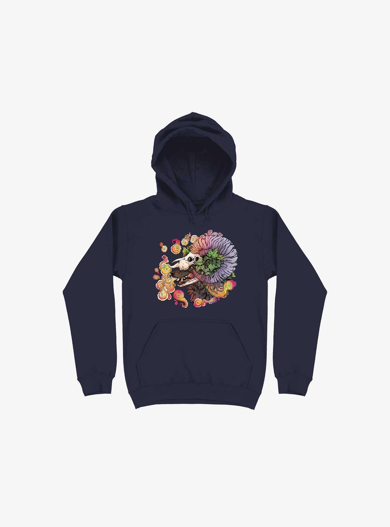 What Doesn't Kill You Becomes Your Armor Wolf And Sheep Navy Blue Hoodie, NAVY, hi-res