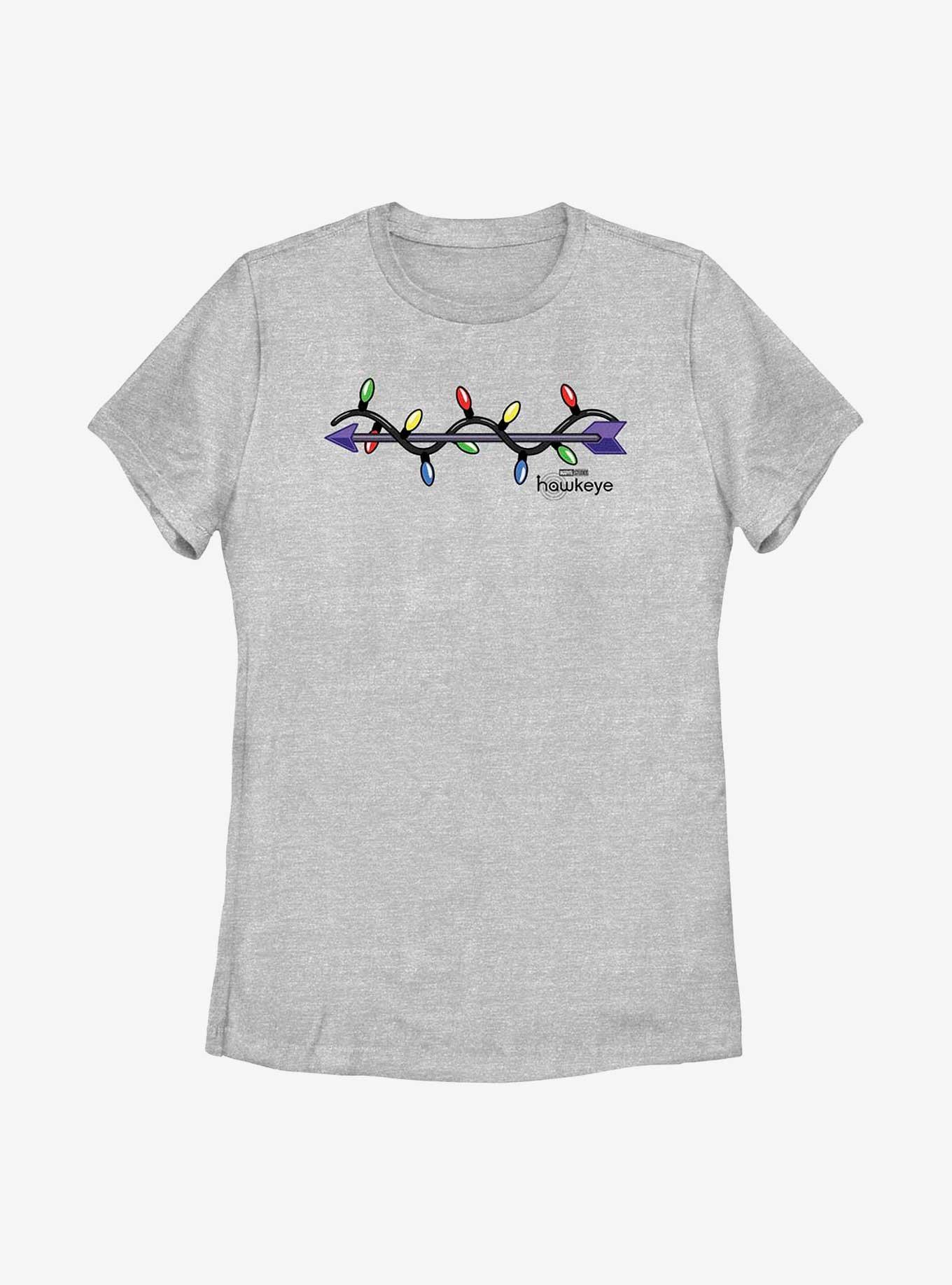 Marvel Hawkeye Arrow Christmas Lights Logo Womens T-Shirt, ATH HTR, hi-res