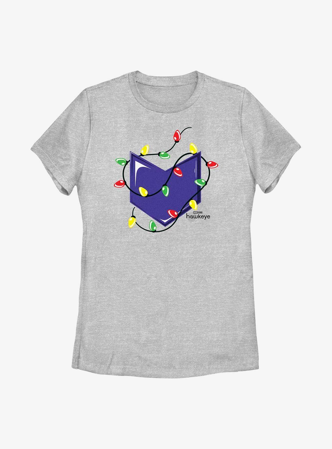 Marvel Hawkeye Christmas Lights Logo Womens T-Shirt, ATH HTR, hi-res