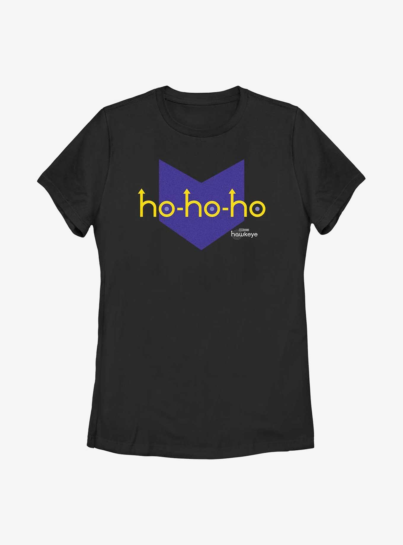 Marvel Hawkeye Ho Ho Ho Logo Womens T-Shirt, BLACK, hi-res