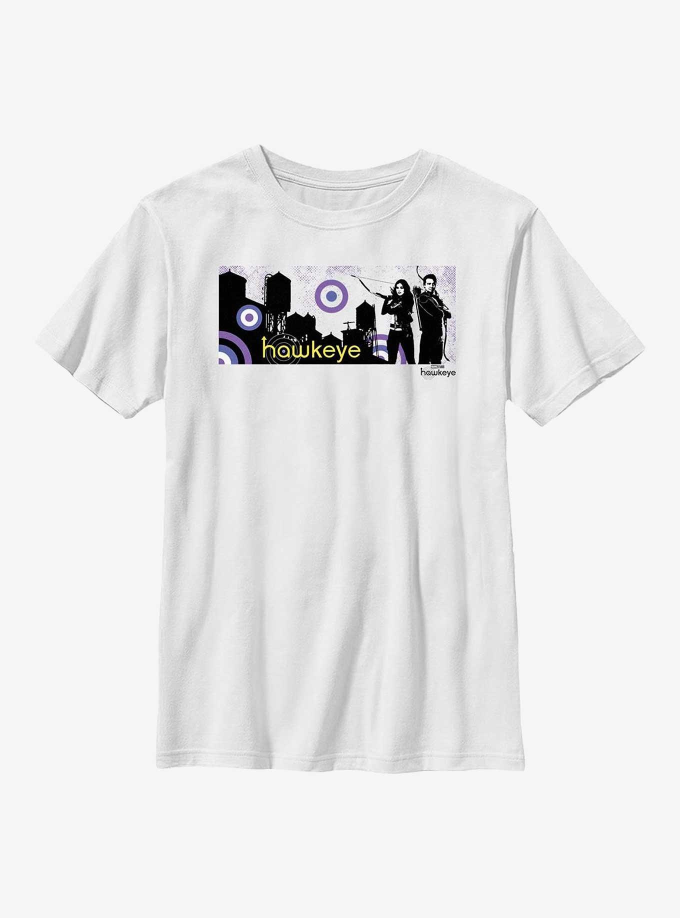 Marvel Hawkeye City Stencil Graphic Youth T-Shirt, WHITE, hi-res