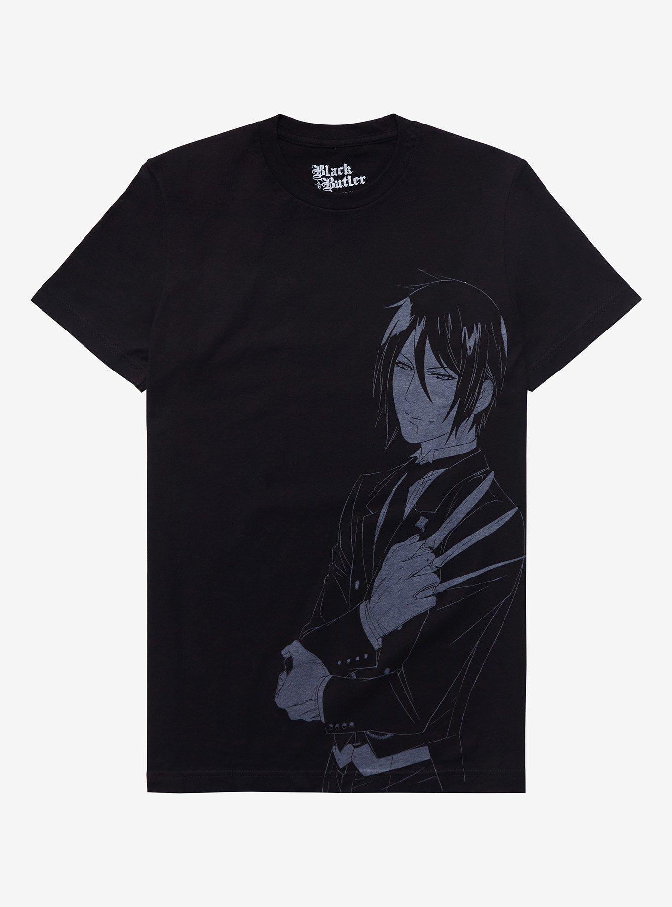 Black Butler Sebastian & Claude Tonal Boyfriend Fit Girls T-Shirt, MULTI, hi-res