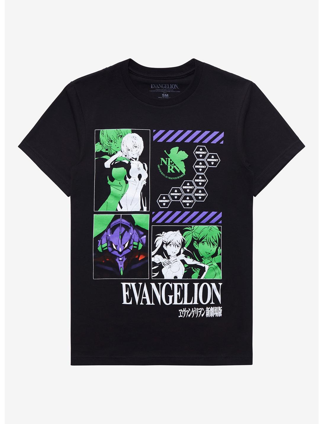 Neon Genesis Evangelion Grid Boyfriend Fit Girls T-Shirt, MULTI, hi-res