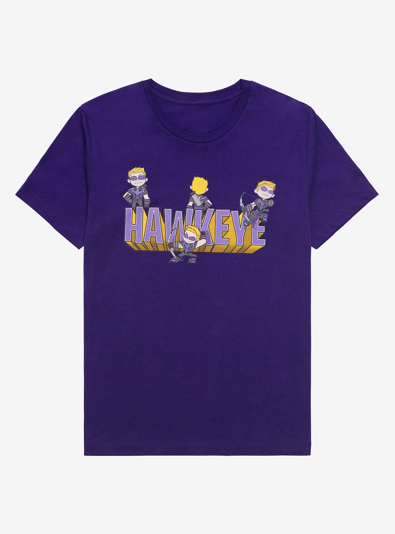 Marvel Hawkeye Chibi Poses T-Shirt - BoxLunch Exclusive, DARK PURPLE, hi-res