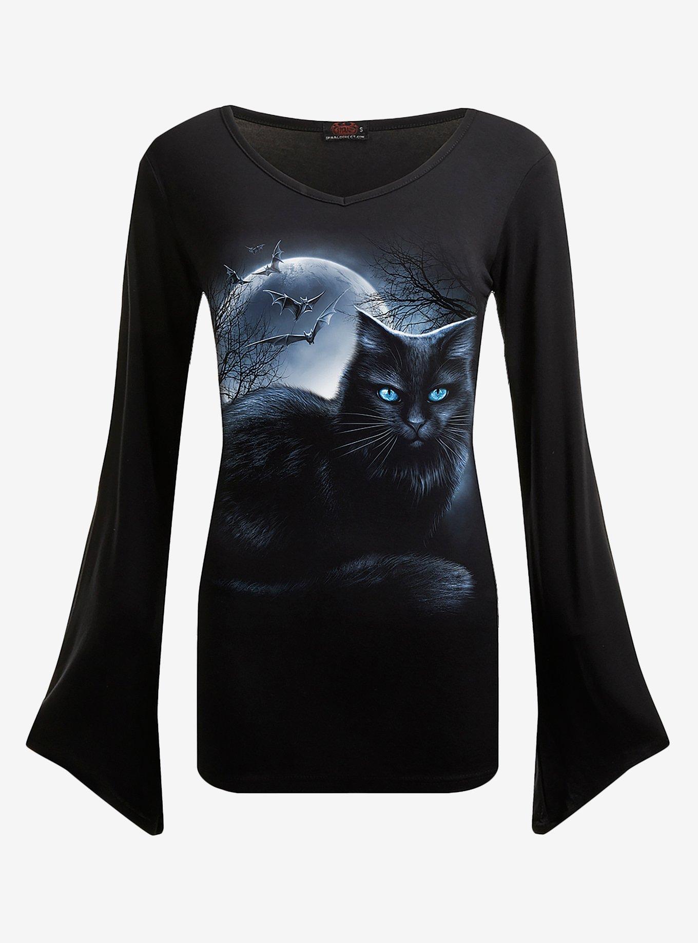 Mystical Moonlight Goth Sleeve Top, BLACK, hi-res