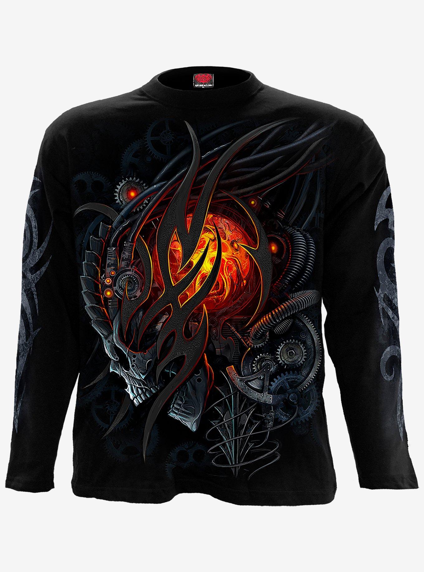 Steampunk Skull Long-Sleeve T-Shirt, BLACK, hi-res