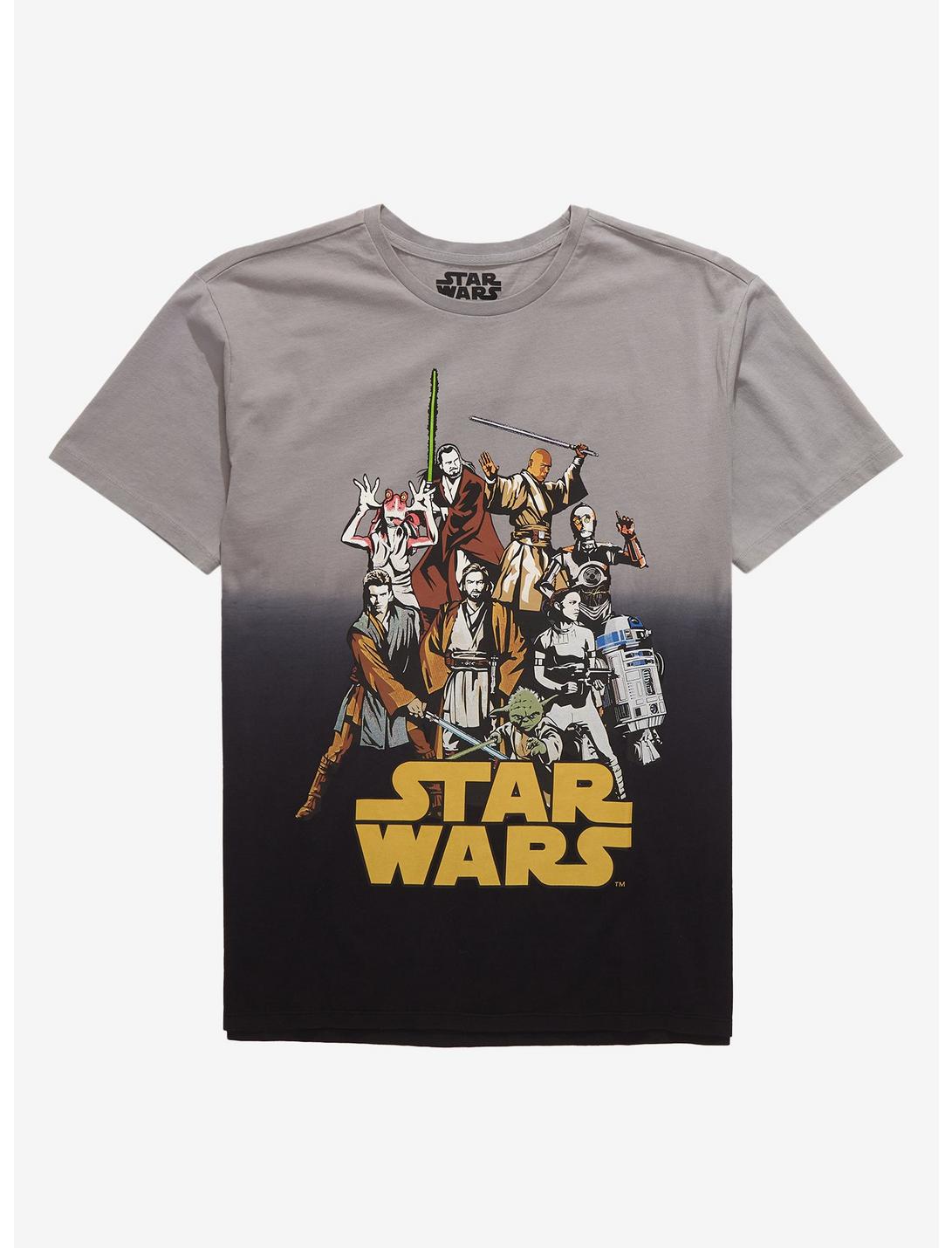 Star Wars Classic Characters Dip-Dye T-Shirt - BoxLunch Exclusive, BLACK TIE DYE, hi-res