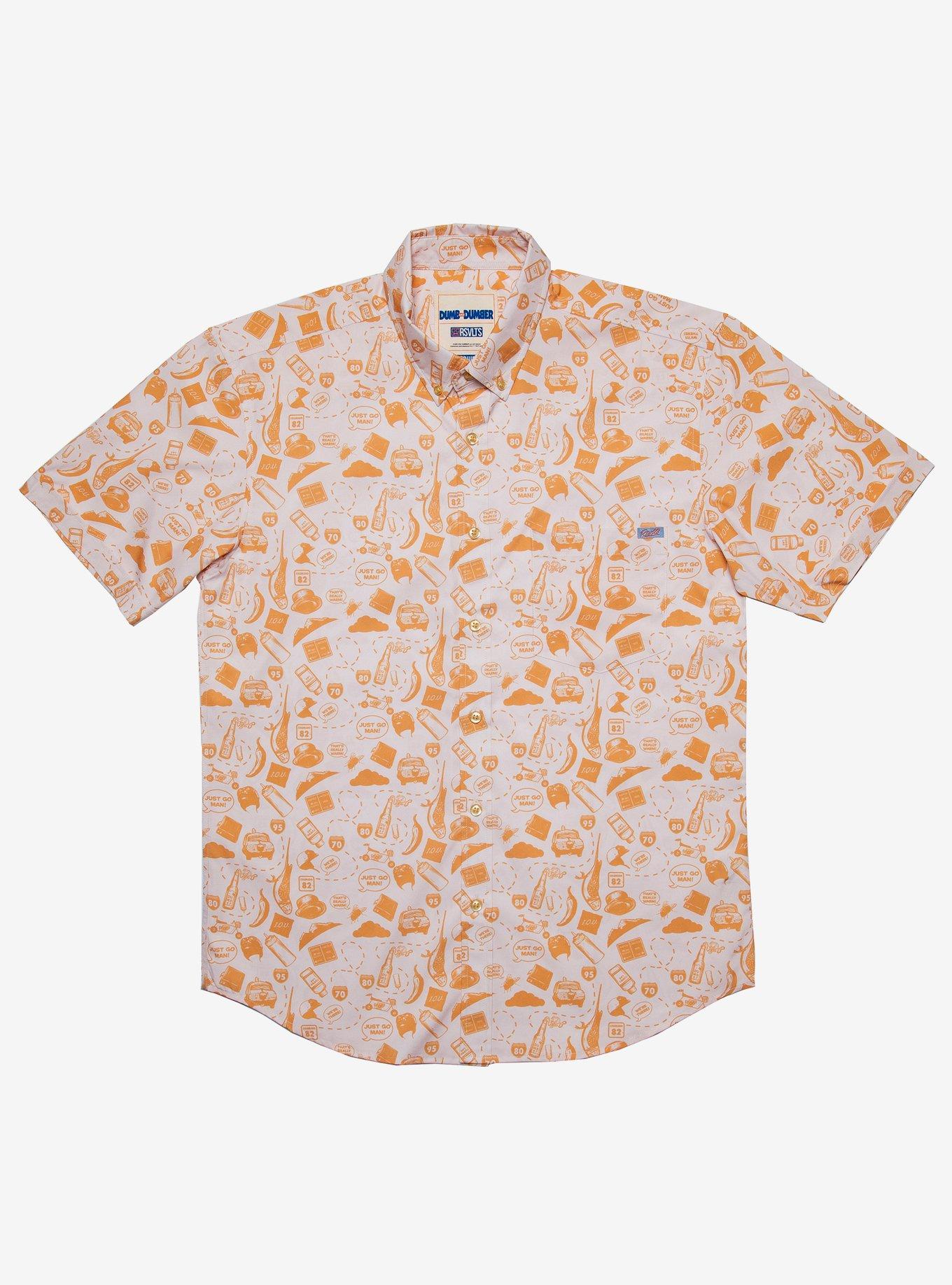 RSVLTS Dumb and Dumber Road Trip Woven Button-Up, ORANGE, hi-res