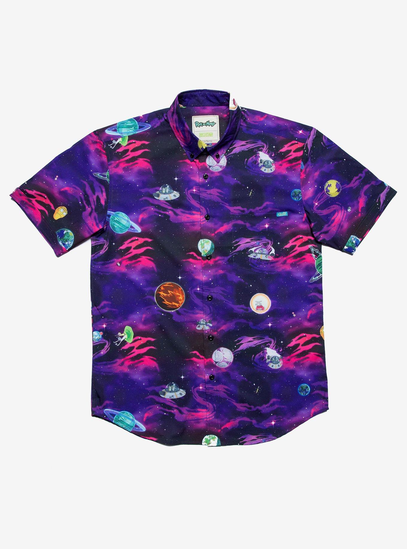 RSVLTS Rick and Morty Space Woven Button-Up, PURPLE, hi-res