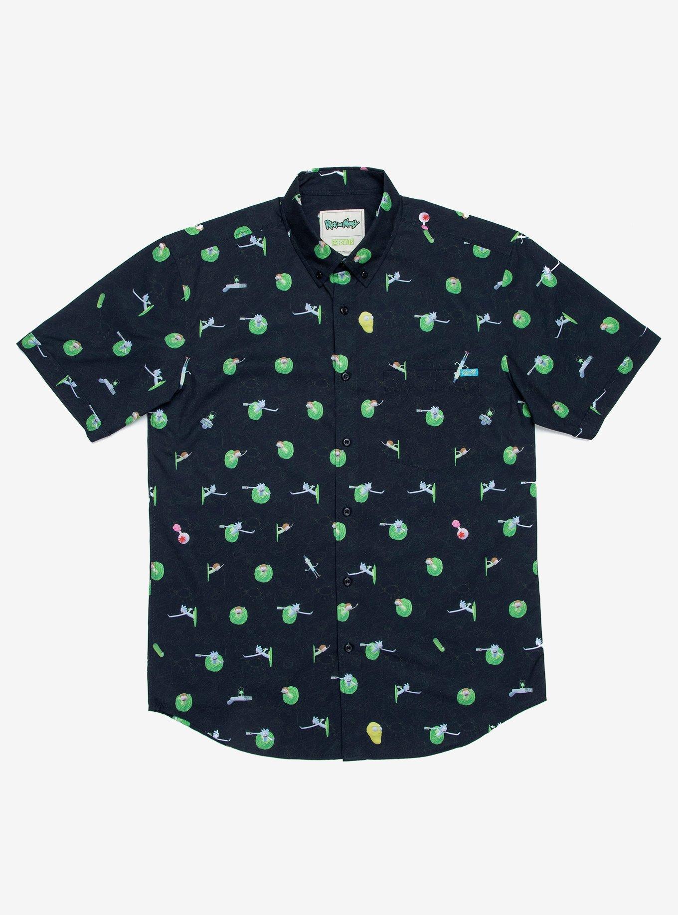 RSVLTS Rick and Morty The Portal Woven Button-Up | Hot Topic