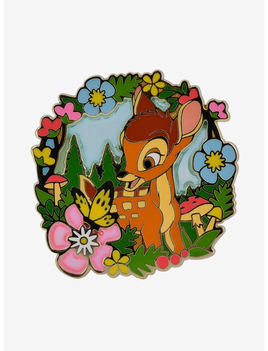Disney Bambi Floral Frame Portrait Enamel Pin - BoxLunch Exclusive, , hi-res