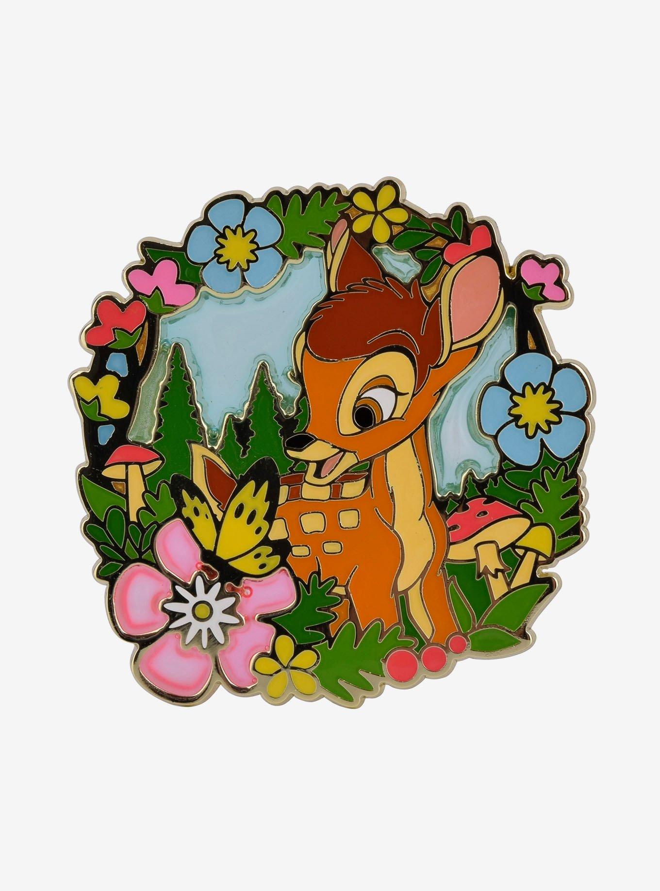 Disney Bambi Floral Frame Portrait Enamel Pin - BoxLunch Exclusive, , hi-res