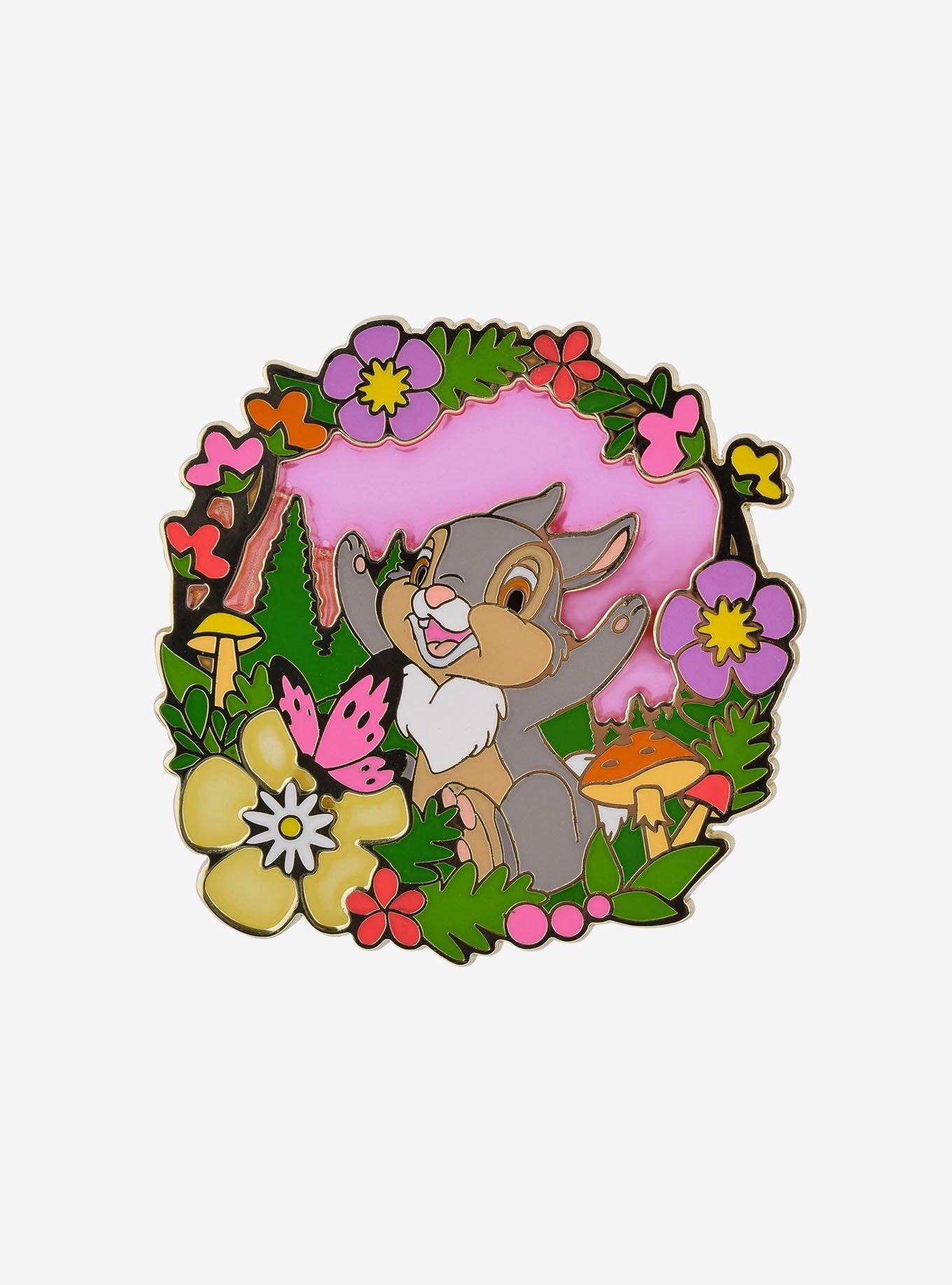Disney Bambi Thumper Floral Frame Portrait Enamel Pin - BoxLunch Exclusive, , hi-res