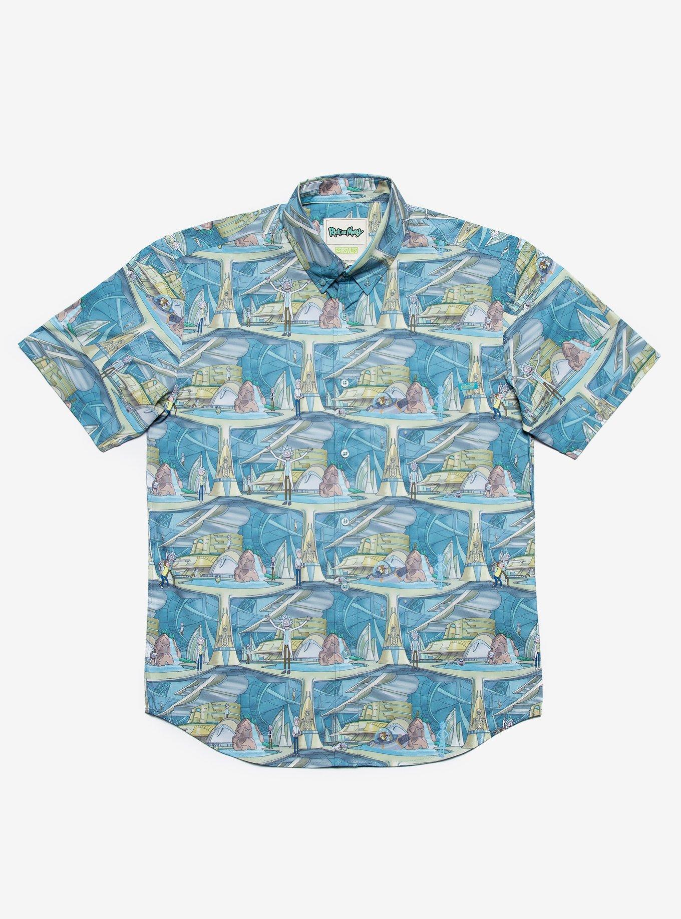 RSVLTS Rick and Morty Citadel of Ricks Woven Button-Up, BLUE, hi-res