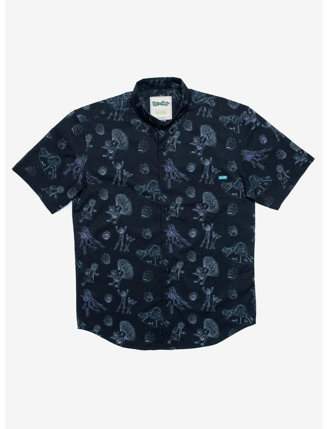 RSVLTS Rick and Morty HolographRick Woven Button-Up, BLUE, hi-res