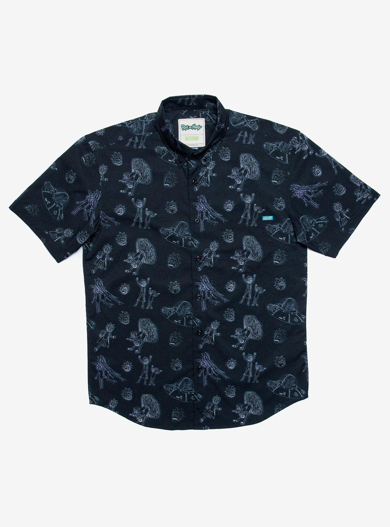 RSVLTS Rick and Morty HolographRick Woven Button-Up, BLUE, hi-res