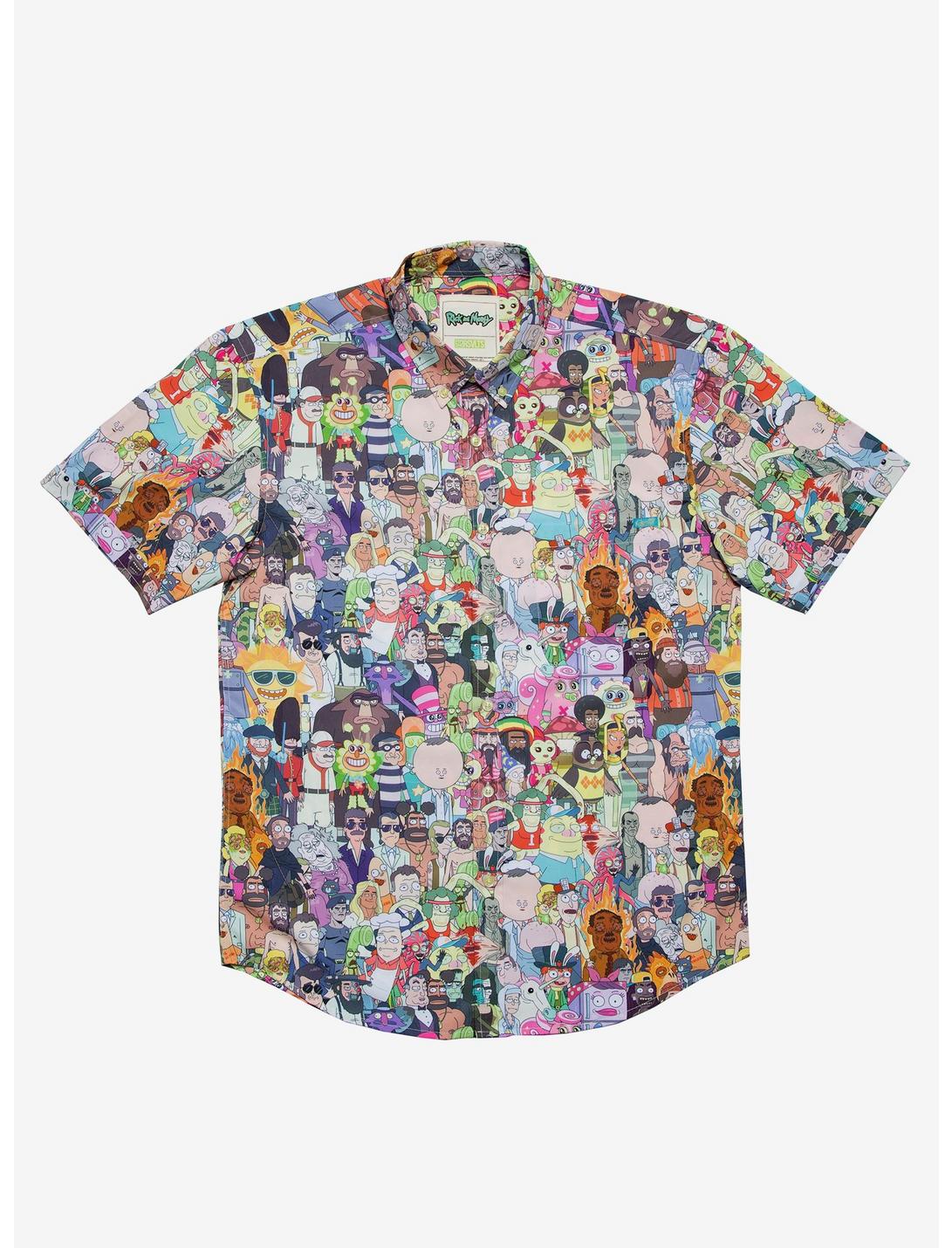 RSVLTS Rick and Morty Interdimensional Mashup Woven Button-Up, MULTI, hi-res