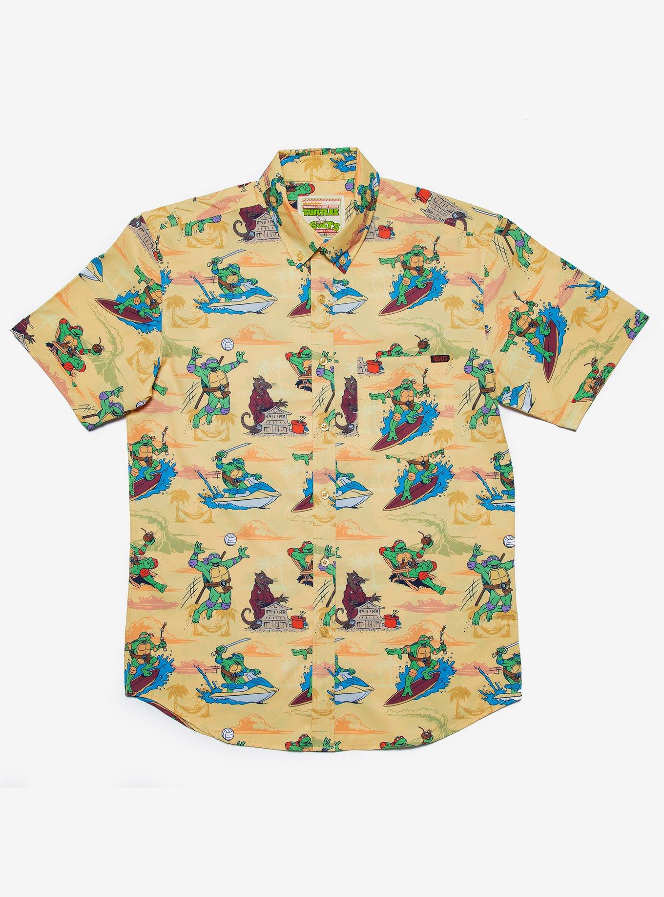 RSVLTS Teenage Mutant Ninja Turtles Turtlecation Woven Button-Up, YELLOW, hi-res