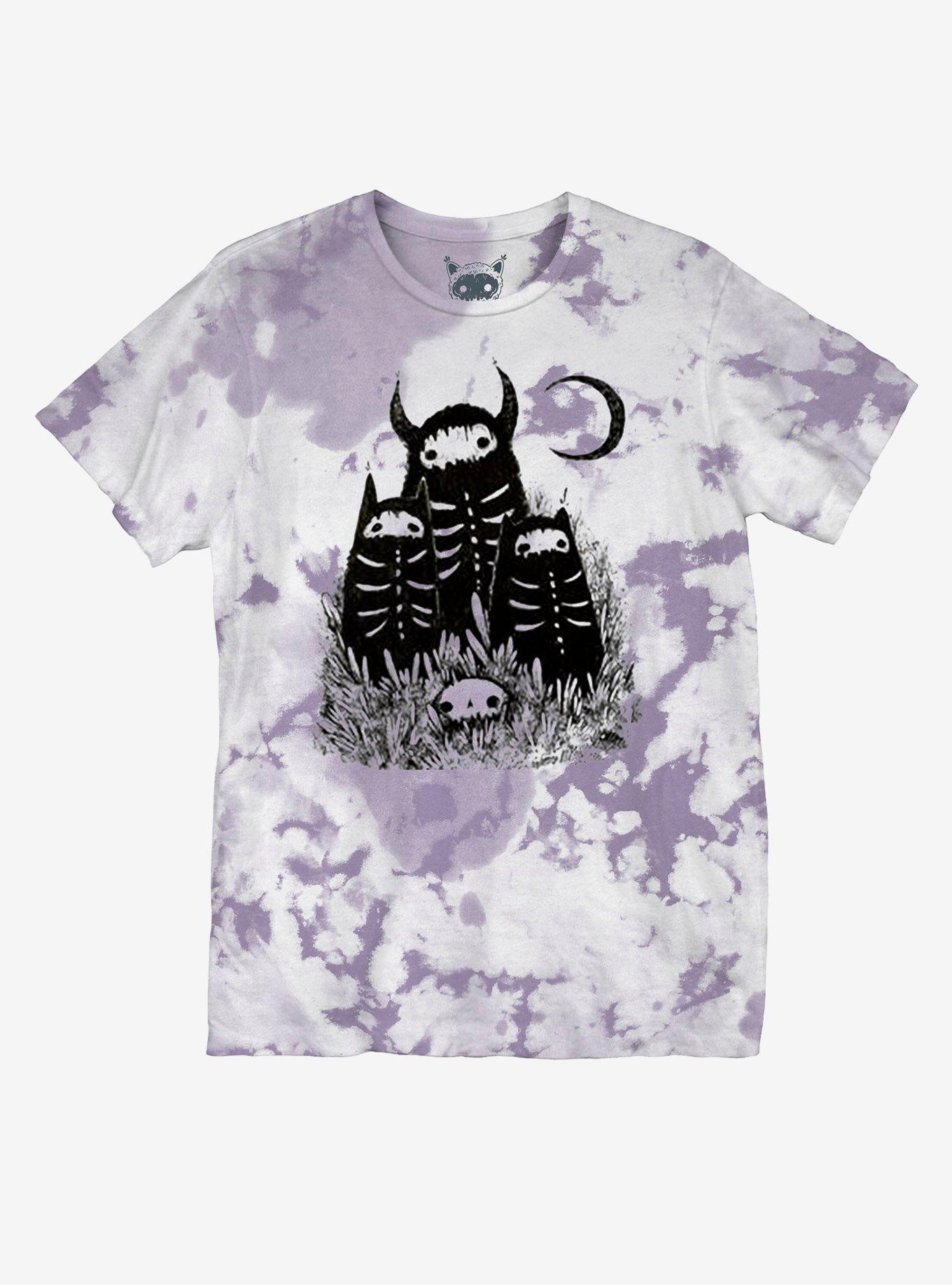 Moon Trio Tie-Dye Boyfriend Fit Girls T-Shirt By Guild Of Calamity, PURPLE, hi-res