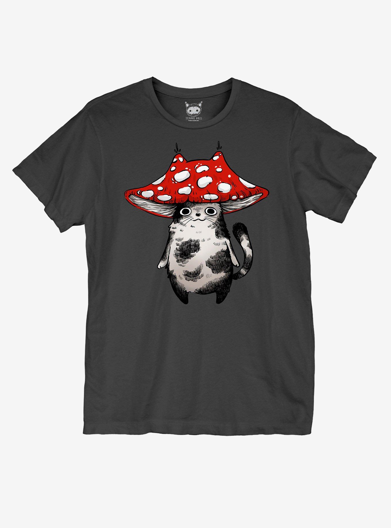 Mushroom Cat Boyfriend Fit Girls T-Shirt By Guild Of Calamity, MULTI, hi-res