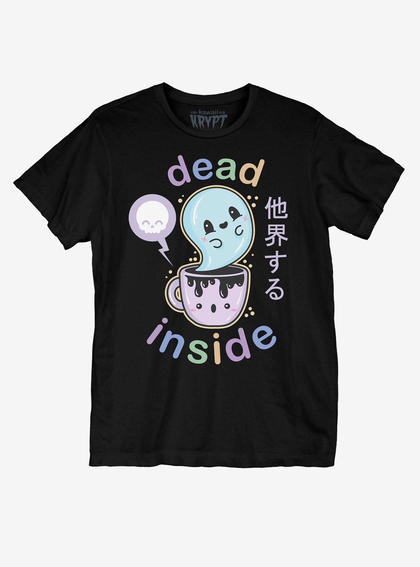 Dead Inside Coffee Boyfriend Fit Girls T-Shirt By Kawaii Krypt, MULTI, hi-res