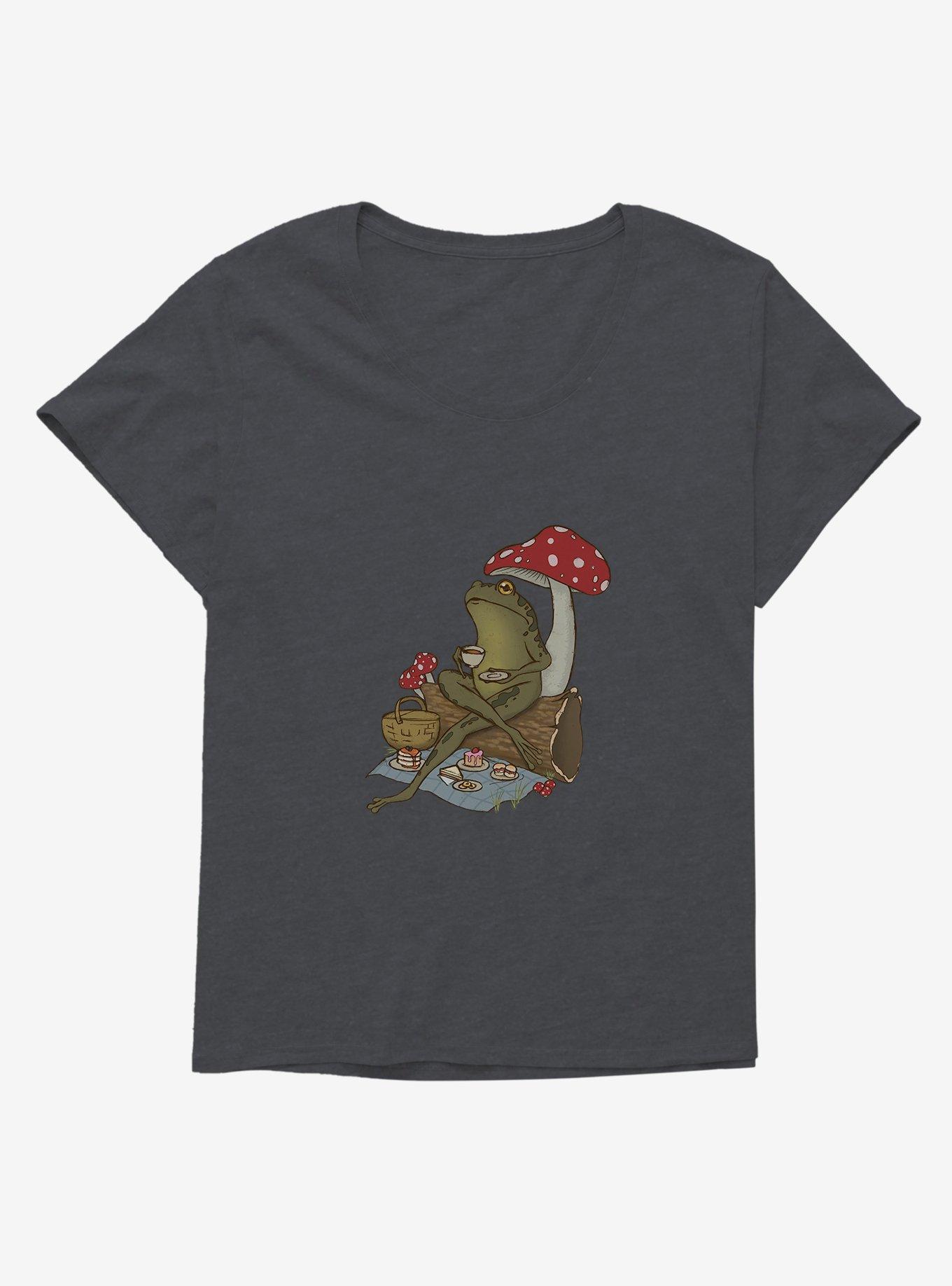 Cottagecore Froggy Tea Time Foggy Tea Time Girls T-Shirt Plus Size, CHARCOAL HEATHER, hi-res