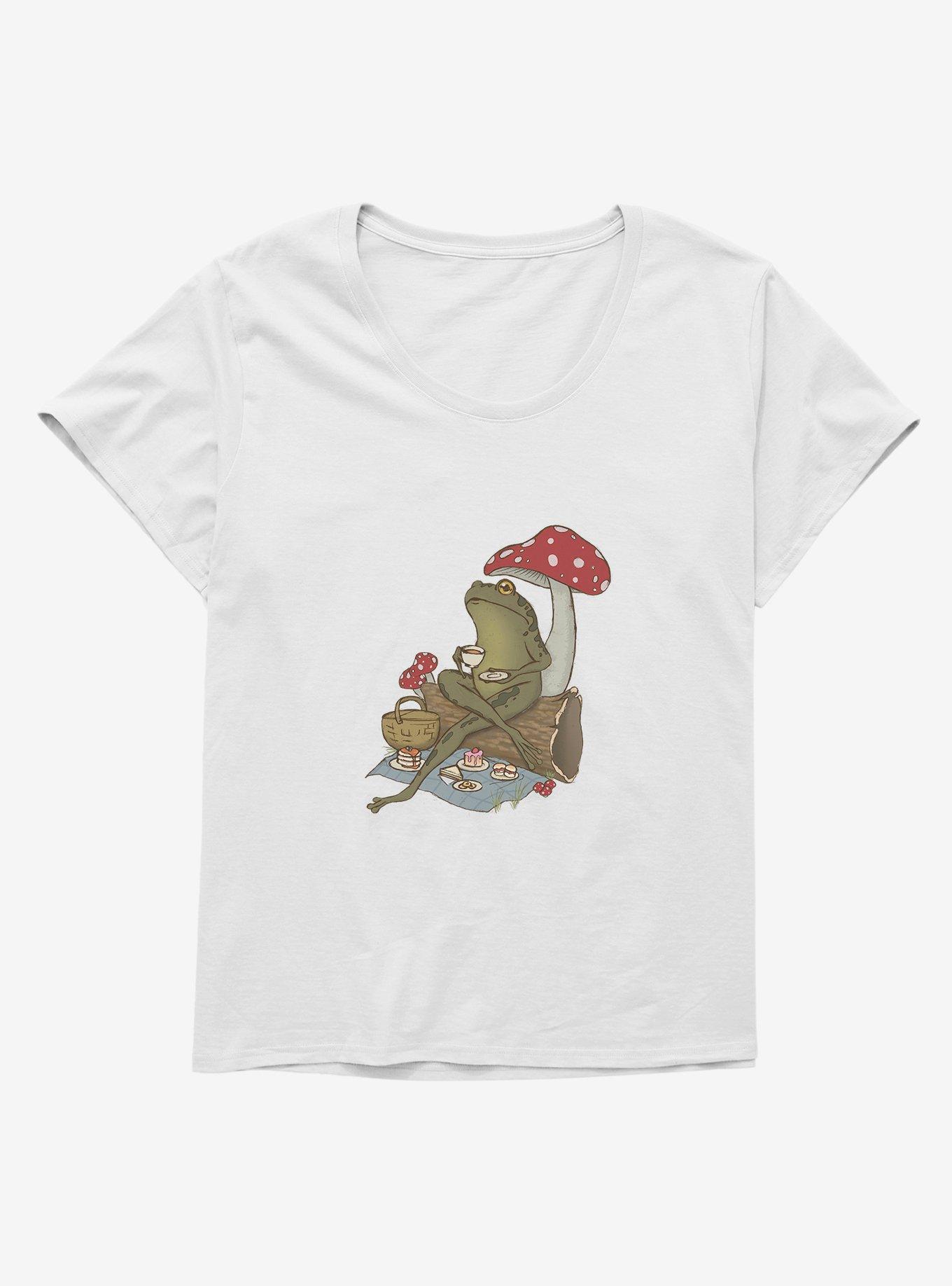 Cottagecore Froggy Tea Time Foggy Tea Time Girls T-Shirt Plus Size, WHITE, hi-res