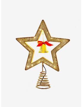 Light Gold Star Tree Topper With Bell, , hi-res