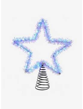 Tinsel Star Tree Topper With Cool White LED Lights, , hi-res