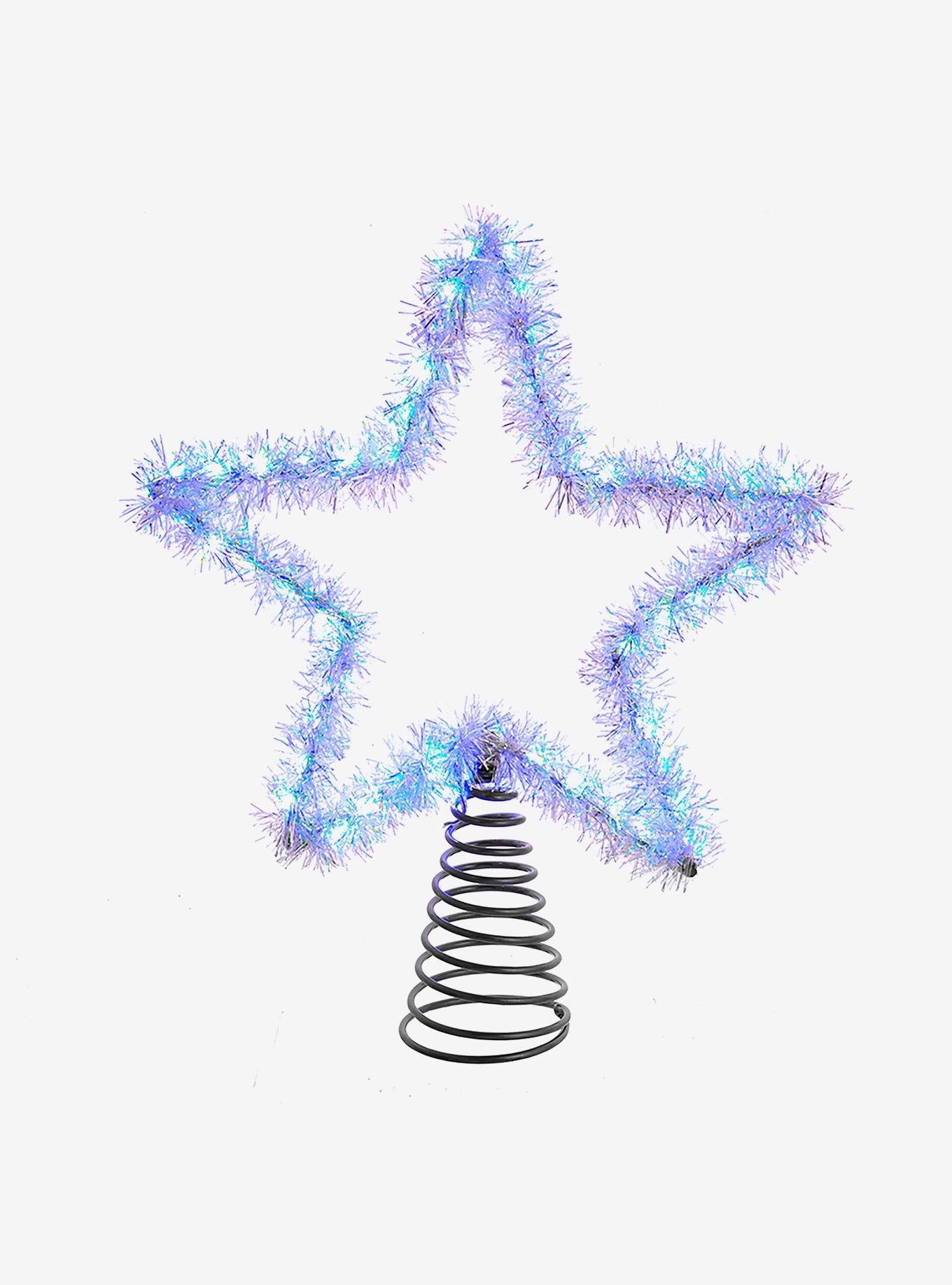 Tinsel Star Tree Topper With Cool White LED Lights, , hi-res