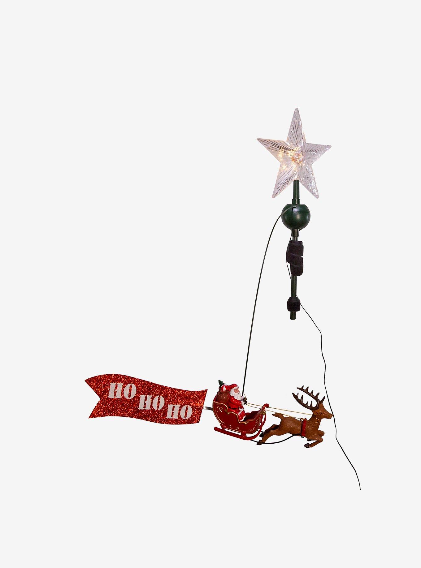 Led Star Tree Topper With Rotating Santa, , hi-res