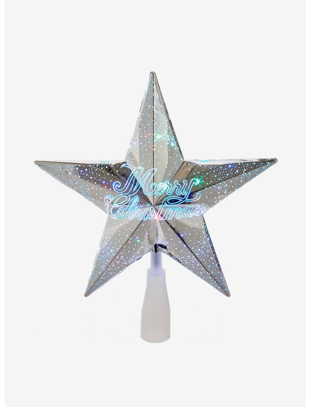 Light Merry Christmas Silver Star Tree Topper, , hi-res