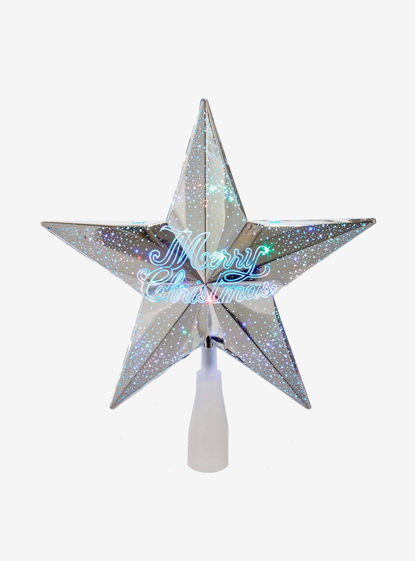 Light Merry Christmas Silver Star Tree Topper, , hi-res