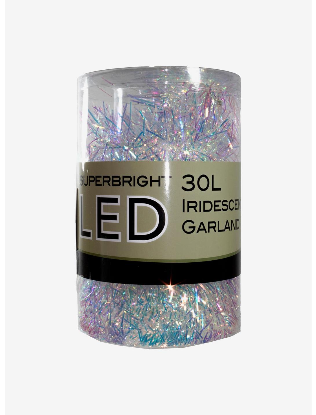 Light Silver And Iridescent Tinsel Garland With Multicolor Led Lights, , hi-res