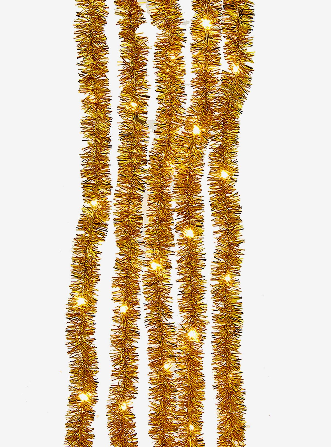 Light Warm White Led Gold Tinsel Cascade Light Set, , hi-res