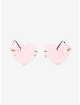 Pink Heart Flame Cutout Sunglasses, , hi-res