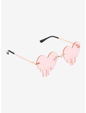 Pastel Pink Heart Drip Sunglasses, , hi-res
