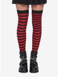 Red & Black Stripe Thigh Highs, , hi-res