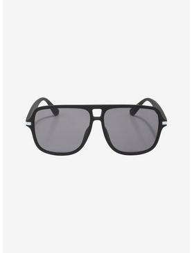 Black & White Stripe Aviator Sunglasses, , hi-res