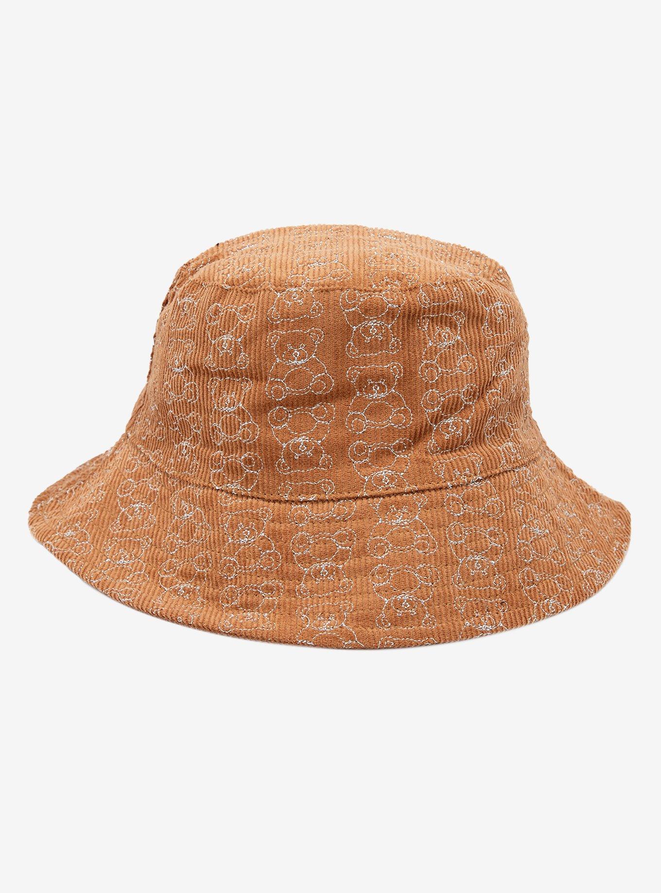 Brown Teddy Bear Embroidered Corduroy Bucket Hat Hot Topic