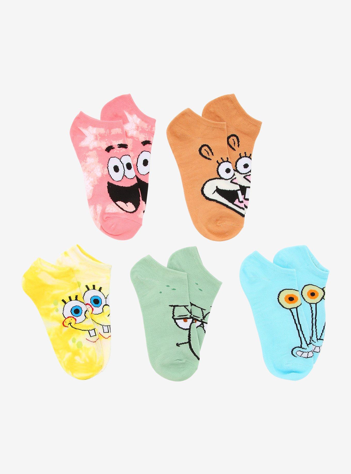 SpongeBob SquarePants Faces No-Show Socks 5 Pair, , hi-res