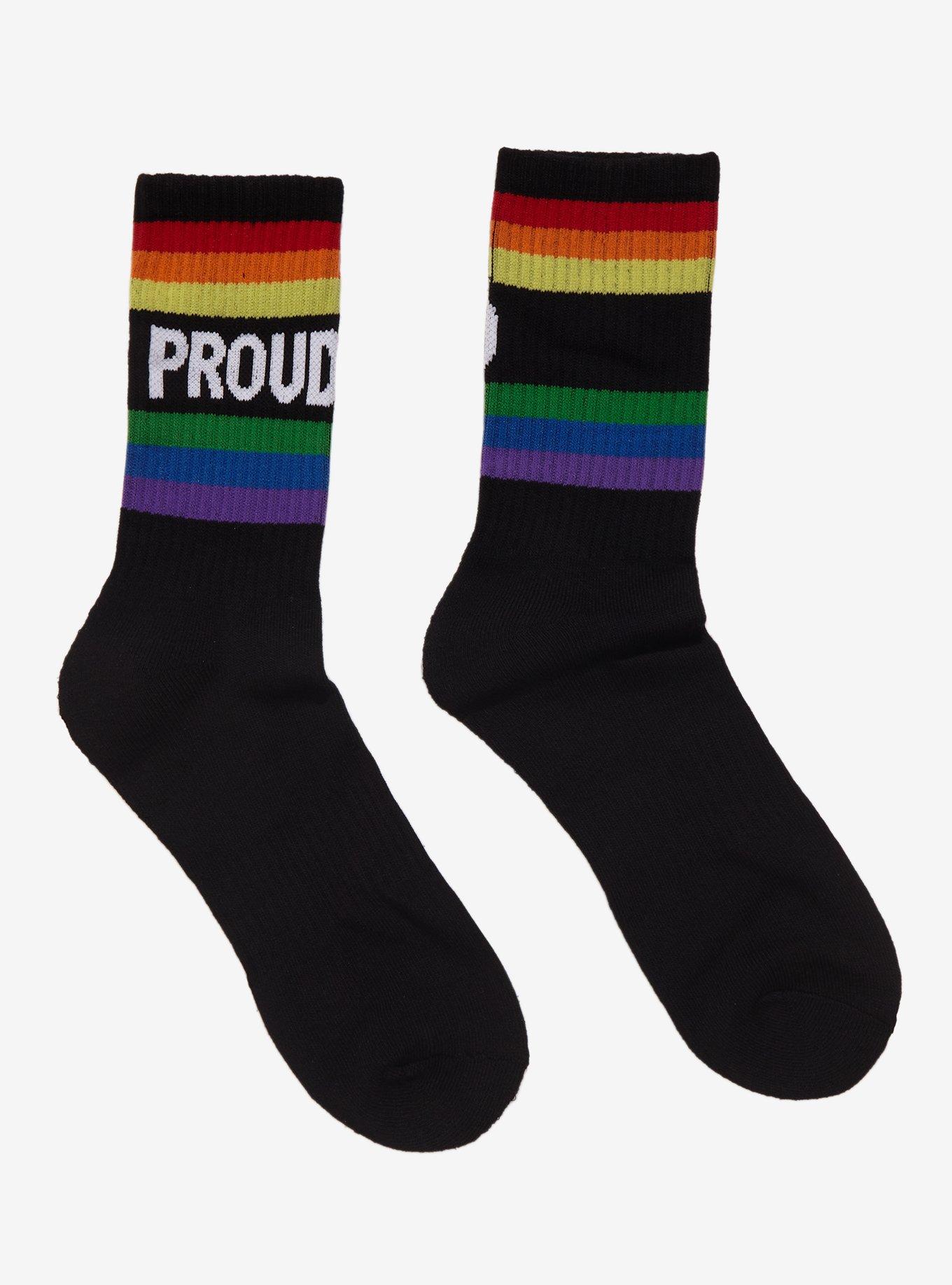 Proud Rainbow Stripe Crew Socks | Hot Topic