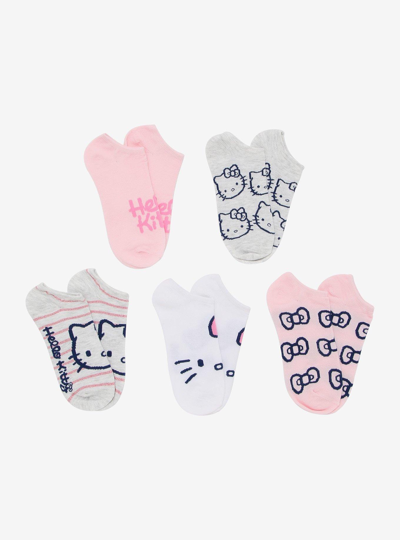 Hello Kitty Pink No-Show Socks 5 Pair, , hi-res