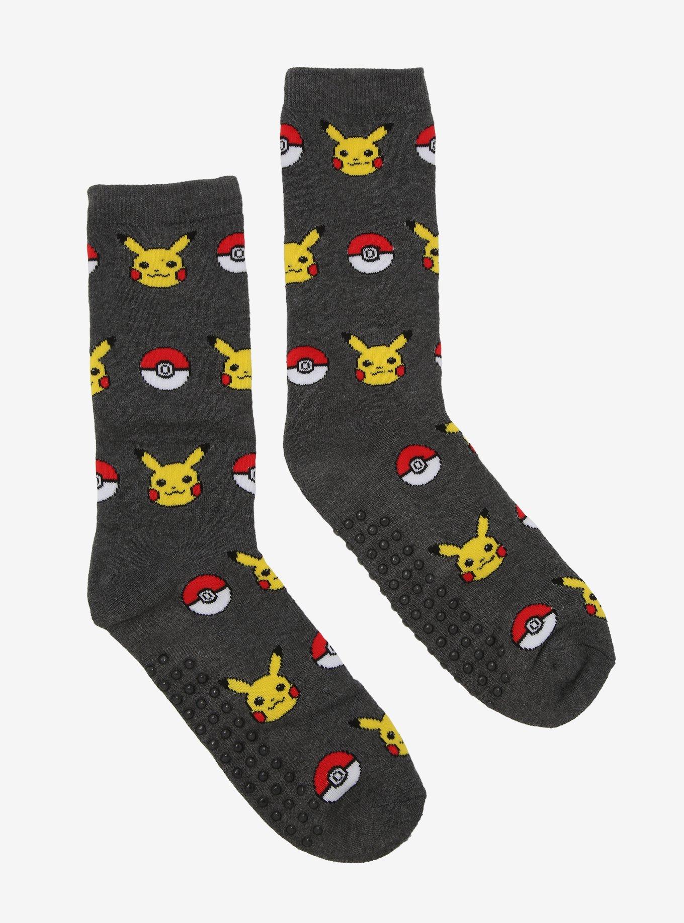 Pokemon Pikachu Grip Spots Crew Socks, , hi-res