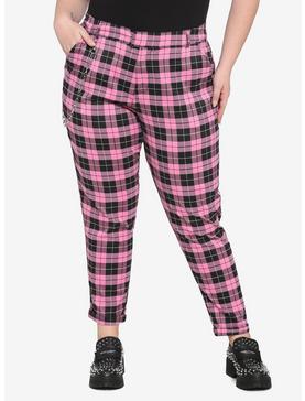 Pink Plaid Pants Plus Size, , hi-res