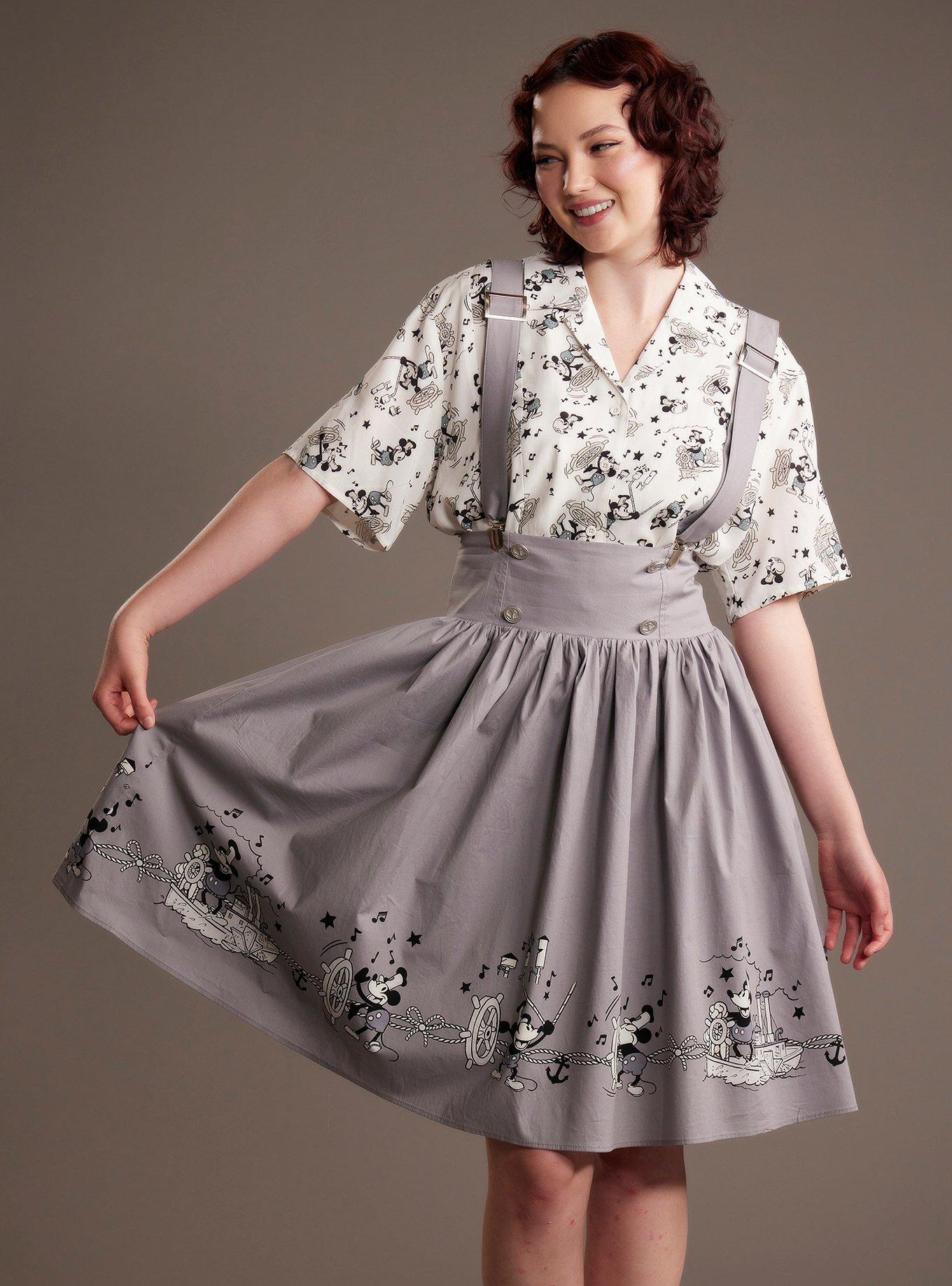 Her Universe Disney Steamboat Willie Retro Suspender Skirt, MULTI, hi-res