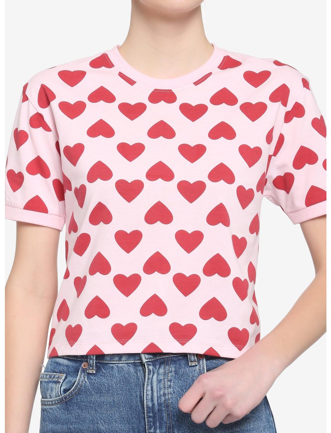 Red & Pink Heart Girls Boxy Crop T-Shirt | Hot Topic