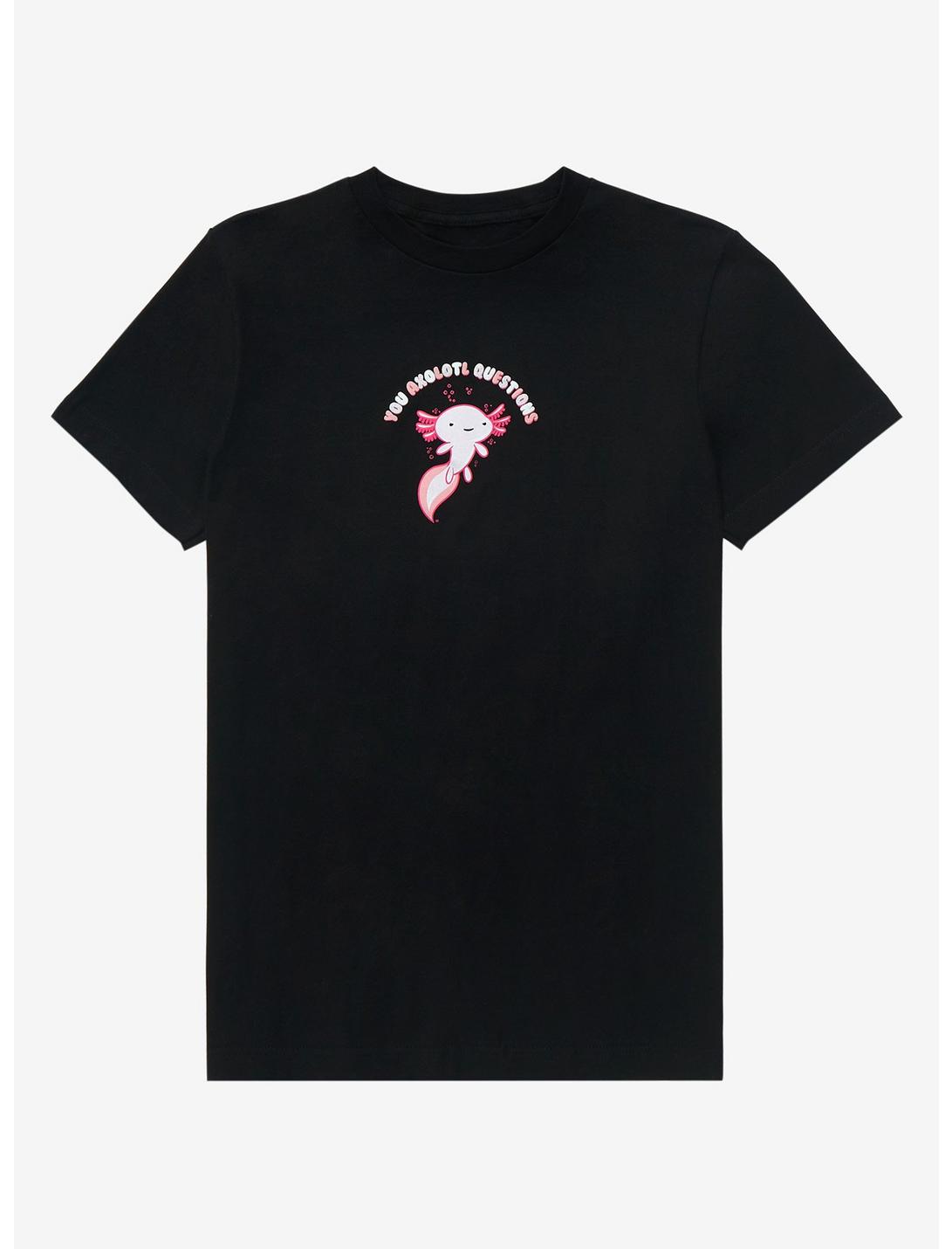 Chibi Axolotl Questions Women's T-Shirt - BoxLunch Exclusive, BLACK, hi-res